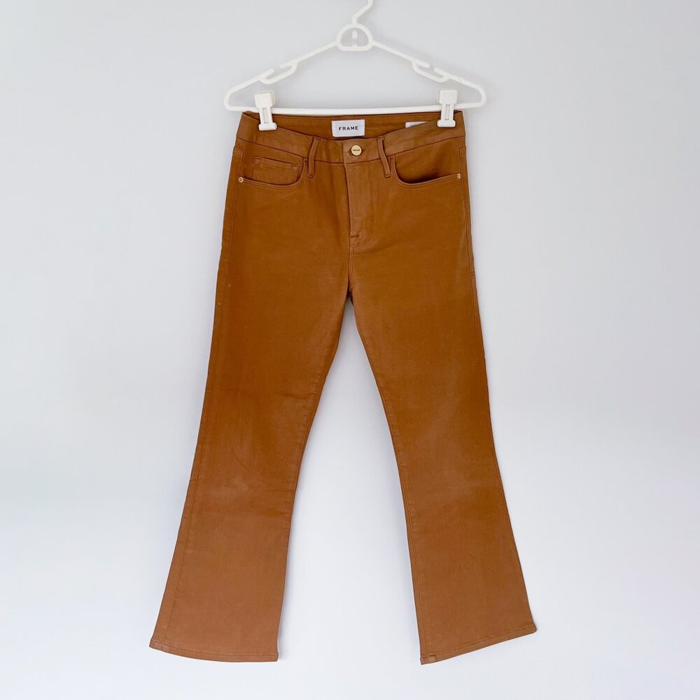 FRAME Le Crop Mini Boot Jean in Light Camel Coated